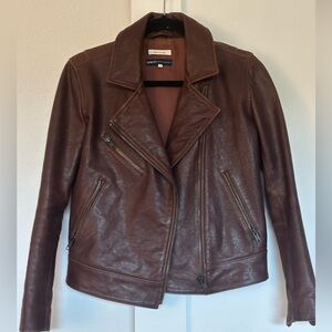 Levi’s Women’s Made and Crafted Real Leather Moto Jacket, Brown, Size 1